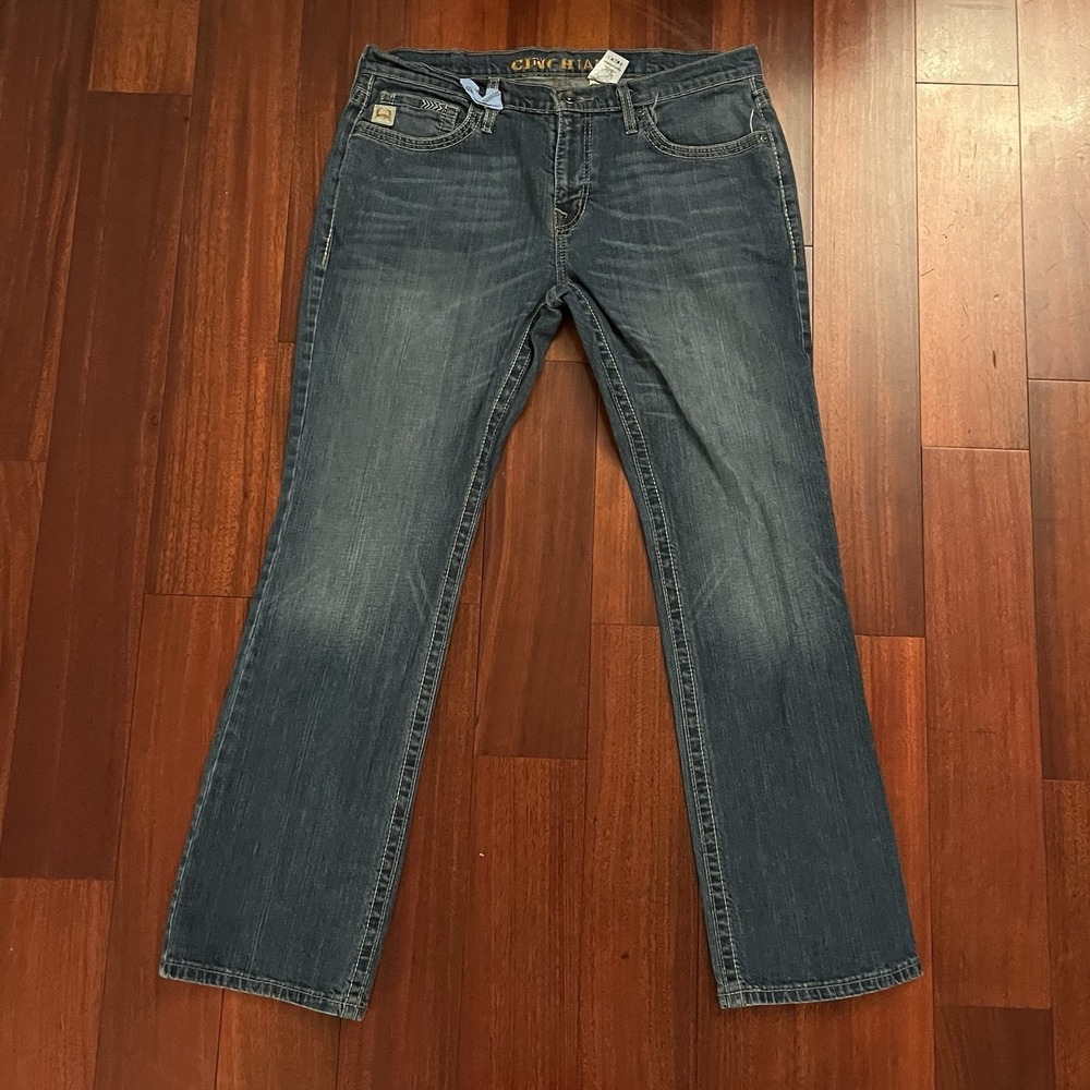 Cinch Ian Jeans Men 35x32 Blue Bootcut Stretch Western Denim Ranch Workwear READ